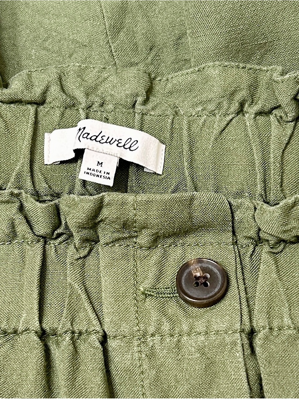 Madewell Linen-Blend Elastic Waist Midi Button-Down Skirt with Pockets, Medium - Picture 5 of 7